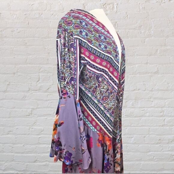 NWT Umgee Purple Floral Paisley Boho Kimono - Picture 9 of 11